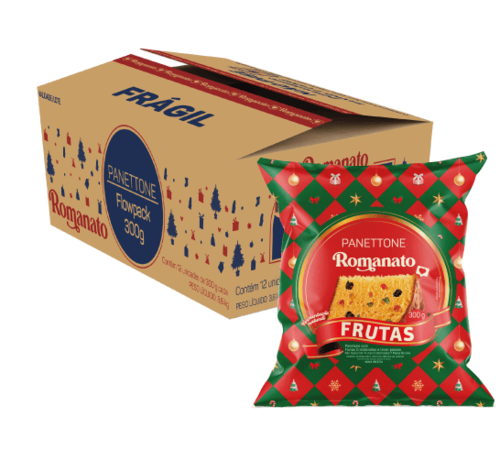 Caixa de Panettone Frutas Cristalizadas Flowpack 300g