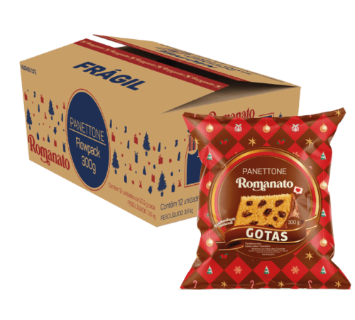 Caixa de Panettone Gotas de Chocolate Flowpack 300g