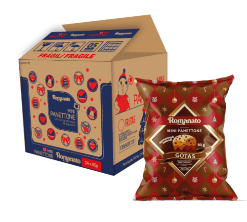 Caixa de mini panettones Gotas de Chocolate Flowpack
