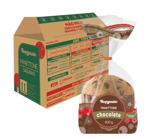 Caixa de Panettone Tradicional Gotas de Chocolate 400g