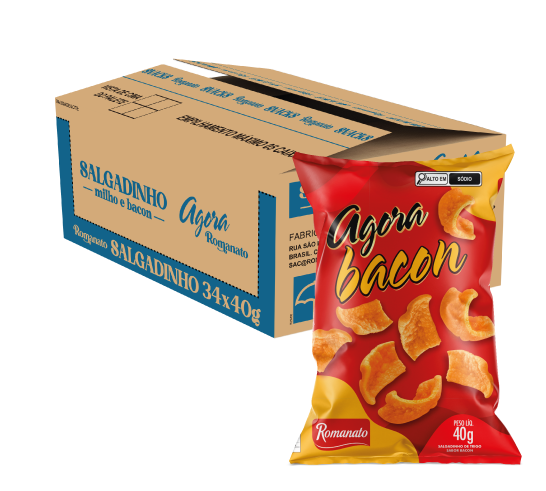 Caixa c/34 Unidades de Snacks 40g Agora Sabor Bacon